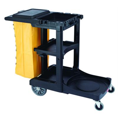 China New Design Hotel Trolley Janitor Supplies Household Cleaning Plastic Cleaning Tools Trolley With Wheels for sale