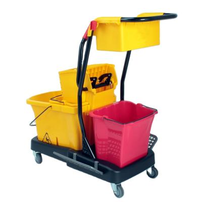 China Hotel Fashion Design Factory Supply Good Quality Floor Cleaning Service Plastic Trolley Carts Hotel Cleaning Cart for sale