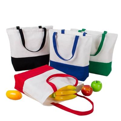 China Waterproof wholesale natural white custom logo printed reusable cotton canvas tote bag shopping in stock for sale