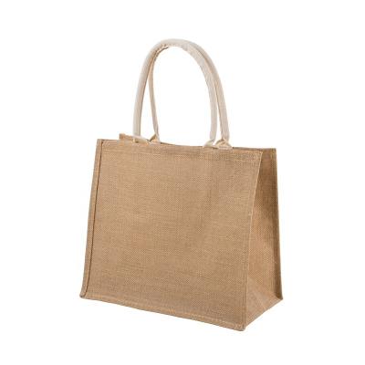 China Durable Wholesale Custom Yellow Logo Recyclable Plain Natural Black Burlap Shopping Tote Jute Bag for sale