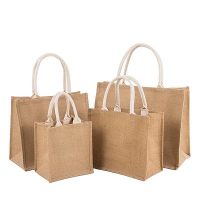 China Durable Custom Printed Shopping Jute Tote Bag Burlap Eco Reusable for sale