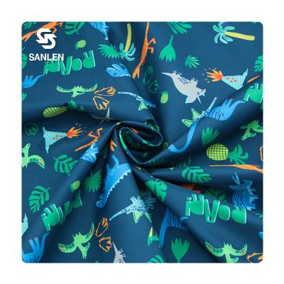 China Jurassic Outdoor 100% Polyester Pongee Custom Digital Printing Forest Cartoon Kids Rayon Printed Dinosaurs 50D Waterproof Fabric For Jacket for sale