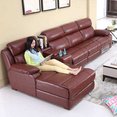 China (Height)Adjustable Leather Sofa Set Furniture Living Room Set 4 Seater Leather Corner Sofa for sale