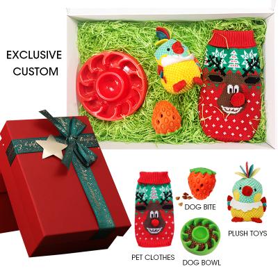 China 2021 New Product Sustainable Slow Food Dog Bowl And Toy Costume Christmas Gift Box For Dogs Pet for sale