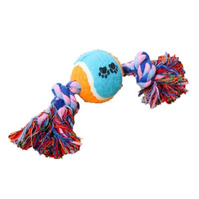 China Viable New Design Popular Durable Dog Toy With Ball Dog Chew Rope Toy Ball Dog Interactive Toy Cotton Treat for sale