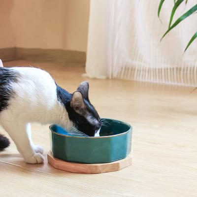 China Automatic Easy To Clean Non-slip Ceramic Water Food Bowl Pet Cats And Dogs Pet Bowls With Stand for sale