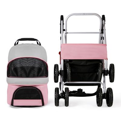 China New Sustainable Customize 2 Speed ​​Pet Travel Steel Frame Pet Travel In 1 Luxury Pet Trolley Strollers With Big Wheels for sale