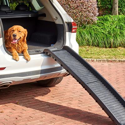 China Small Pets Pet Ladder Ramps Plastic Dogs Folding Foldable Bed Stairs Adjustable Dog Car Ramp For Car for sale