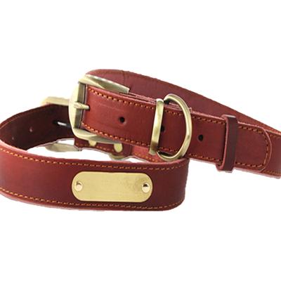 China Customized Customized Pet Supplies Neck Strap Red Cowhide Alloy Buckle Luxury Cowhide Leather Dog Collars for sale