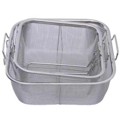 China Cheap Viable Stainless Steel Deep Fryer Basket Fried Rectangular Deep Fry Basket for sale