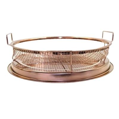 China Baking/Baking/Grill Round Shape BBQ Roast Pan Basket BBQ Tray Heavy Duty Barbecue Grilling for sale