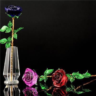 China Europe Delicate Design Wholesale Hot Sale Crystal Rose Crystal Gifts For Wedding Centerpiece Decoration for sale