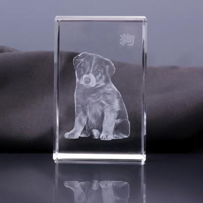 China New Design Europe 3d Laser Crystal Dog 3d Crystal Wedding Gift Laser Crystal Gifts for sale