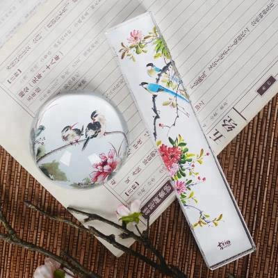 China White Crystal Glass Color Printing Europe Paperweight Business Gift Crystal Paper Weight for sale