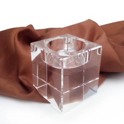 China Nice home decoration square k9 crystal candle holder for home decoration for sale