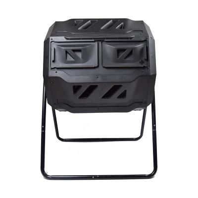 China Plants Growing Litgrow Tumbling Composter Dual 43 Gallon Black Rotating Batch Compost Bin for sale