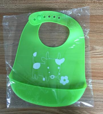 China New 2019 Silica Gel Viable Bib Baby Waterproof Leather Bib Infant Printing Animal Pattern Pure Color Bib for sale