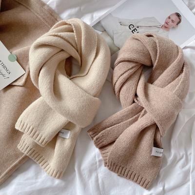 China Wholesale Women Long Winter Knit Shawls Solid Acrylic Knitted Long Scarf for sale