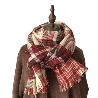 China Classic 2022 Latest Winter Design Style Women Lattice Jacquard Scarf Christmas Pashmina Thick Warm Cashmere Shawls for sale