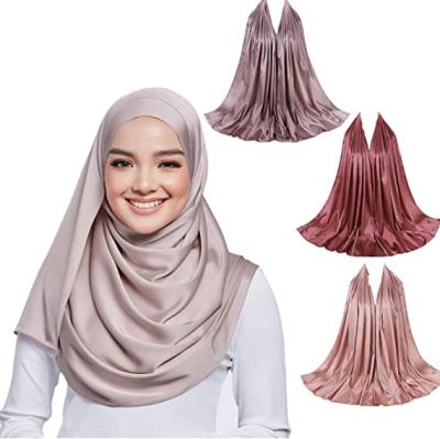 China Tudung Women's Tudung Women's Matte Satin Shawl Crepe Satin Fabric Malaysia Hijab Scarf Satin Crepe Satin Soft Smooth Feeling Wholesale Muslim Plain Bawal for sale