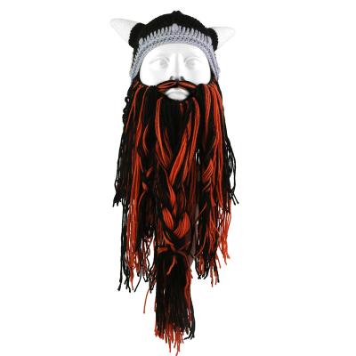 China Original Foldaway Beard Hats Viking Horns Bearded Caps For Party Helloween Men's Wanderer's Barbarian Main Beanie Party Decoration for sale