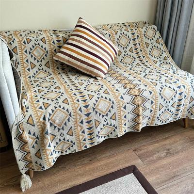 China Wholesale Non-Toxic Bohemian Printing Super Soft Acrylic Textured Decorative Tassels Lightweight Knitted Blanket For Bed Sofa for sale