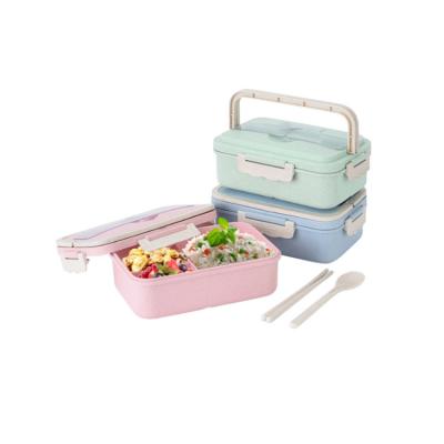 China Freshness Keeping Bento Box With Handle And Spoon And Chopstick Cover Portable Korean Lunch Box for sale