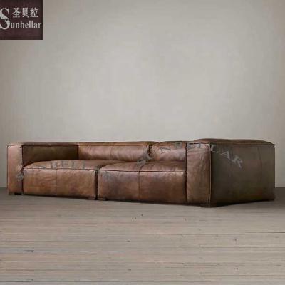 China Cozy Luxury Leather Sectional Oversized Villa Couch Living Room Couches Vintage Factory Foshan Factory Vintage Couch Home Sofa for sale