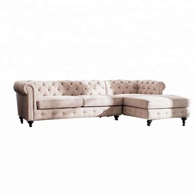 China Modern Design Furniture Foshan Chesterfield Sofa Fabric Ornate Living Room Sofa Set L Shape Corner Home Furniture for sale