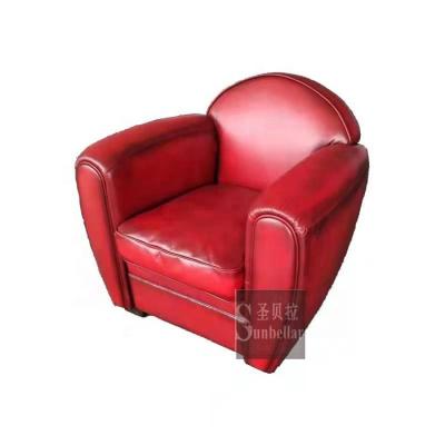 China Vintage Antique Leather Armchair Reclining America Mid Century Lounge Chair America Genuine Leather Tan Distressed Leather Armchairs for sale