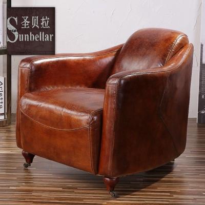 China Classic Luxury Hotel Furniture VIP Room Sofa Living Room Mid Century Armchair Leisure Sofa Genuine Leather Wooden Chair for sale