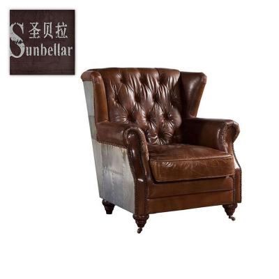 China Vintage America Leather Royal Antique Hotel Lobby Single Bed Cafe Recliner Sofa Chair for sale