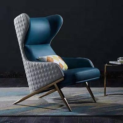 China High Reclining Modern Back Wing Chair With Armrest Metal Steel Legs Lounge Leisure Lounger Hotel Leather Accent Chair for sale