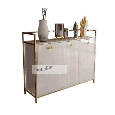 China Modern Design Modern Design Luxury Creative Luxury Buffet Cabinet Stainless Steel Black White Wooden Cabinet With Shelves For Dining Room for sale