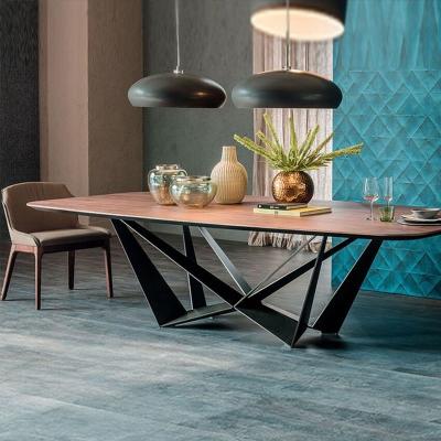 China Long Dining Table Vintage Dining Table Furniture Restaurant Wooden Table Top Metal Legs Extendable Wooden Kitchen Commercial Steel Home Desk for sale