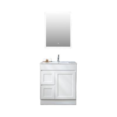 China Environmentally Friendly Modern Single Light Cabinet Bathroom Sink Luxury Wash Station Combination With Mirror for sale