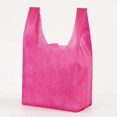 China Biodegradable Eco-friendly Reusable Grocery Non Woven Fabric T-shirt Bag PP Nonwoven Vest Bag Cheap Vest Bag for sale