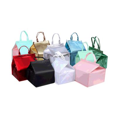 China Waterproof PP Laminated Nonwoven Aluminum Foil Insulated Food Cooler Delivery Bag Foldable Cake Cooler Bag for sale