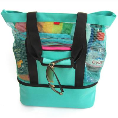 China Waterproof Multi Use Mesh Bag Beach Tote Bag Women Shoulder Handbag Tote Beach Bag With Cooler Compartment for sale