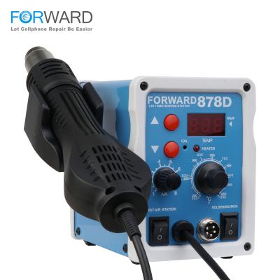 China Fast Heating Hot Air FORWARD 878D Heat Gun With Iron Soldering Station For Mobile Phone Motherboard IC Desoldering for sale