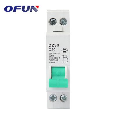 China OFUN Factory Case Circuit Breaker Over-voltage Protection 1P+N Miniature MCB MCCB Circuit Breaker for sale