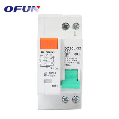 Κίνα OFUN Good Price DZ30L Series 1P+N 32A Miniature Earth Leakage MCB MCCB  Case Circuit Breaker Elcb προς πώληση