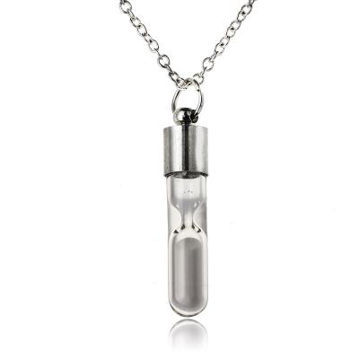 China Luminous Necklace Fashion Hourglass Crystal Drift Bottle Pendant Luminous Quicksand Necklace Wish FASHIONABLE Ladies Bottle Jewelry for sale