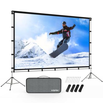 China Convenient 120 Inch 16:9 Portable Foldable Single Soft Fabric Projector Screen With Tripod Stand for sale