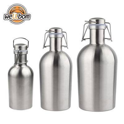 China Sustainable Bar Home Brew Portable Stainless Steel Metal Bottle 32oz 64oz 128oz Craft Beer Keg Shakers for sale