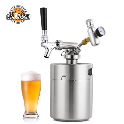 China Beer 5L Mini Keg Beer Growler with Tap Faucet with CO2 Premium Homebrewing Injector for sale