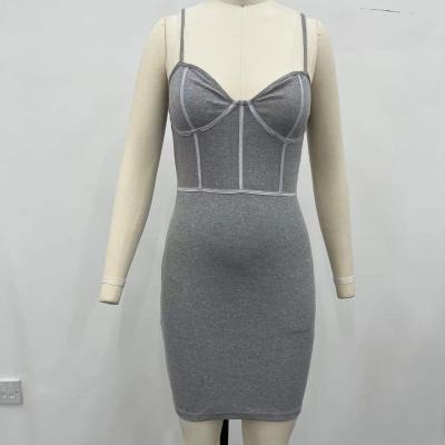 China Best Selling New Arrival Women Clothing Anti-Static Ribbed Strappy Tank Top Details Ladies Bodycon Binding Casual Dress for sale