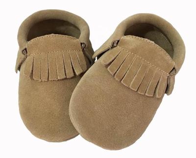 China Baby Moccasins Anti-slip Tan Suede Leather Shoes Mix Colors for sale