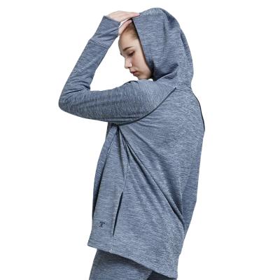 China Offset Moisture Zipper And Side Pockets Knit Hoodie Ladies Active Wear for sale