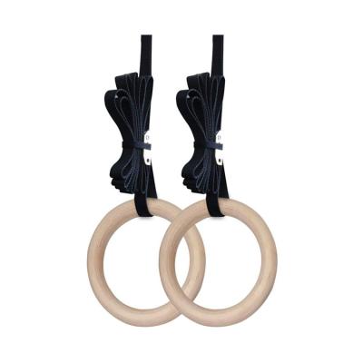 China Durable and Portable Wooden Fitness Gym Sports Exercise Rings Gym Fitness Equipment Strength Training Gymnastic Rings for sale